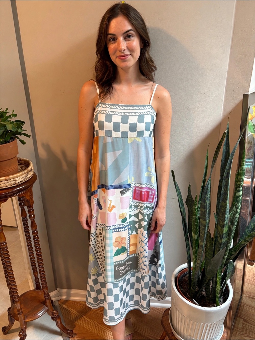 Patterned Patchwork Maxi Sundress in Pastel Multi
#0079